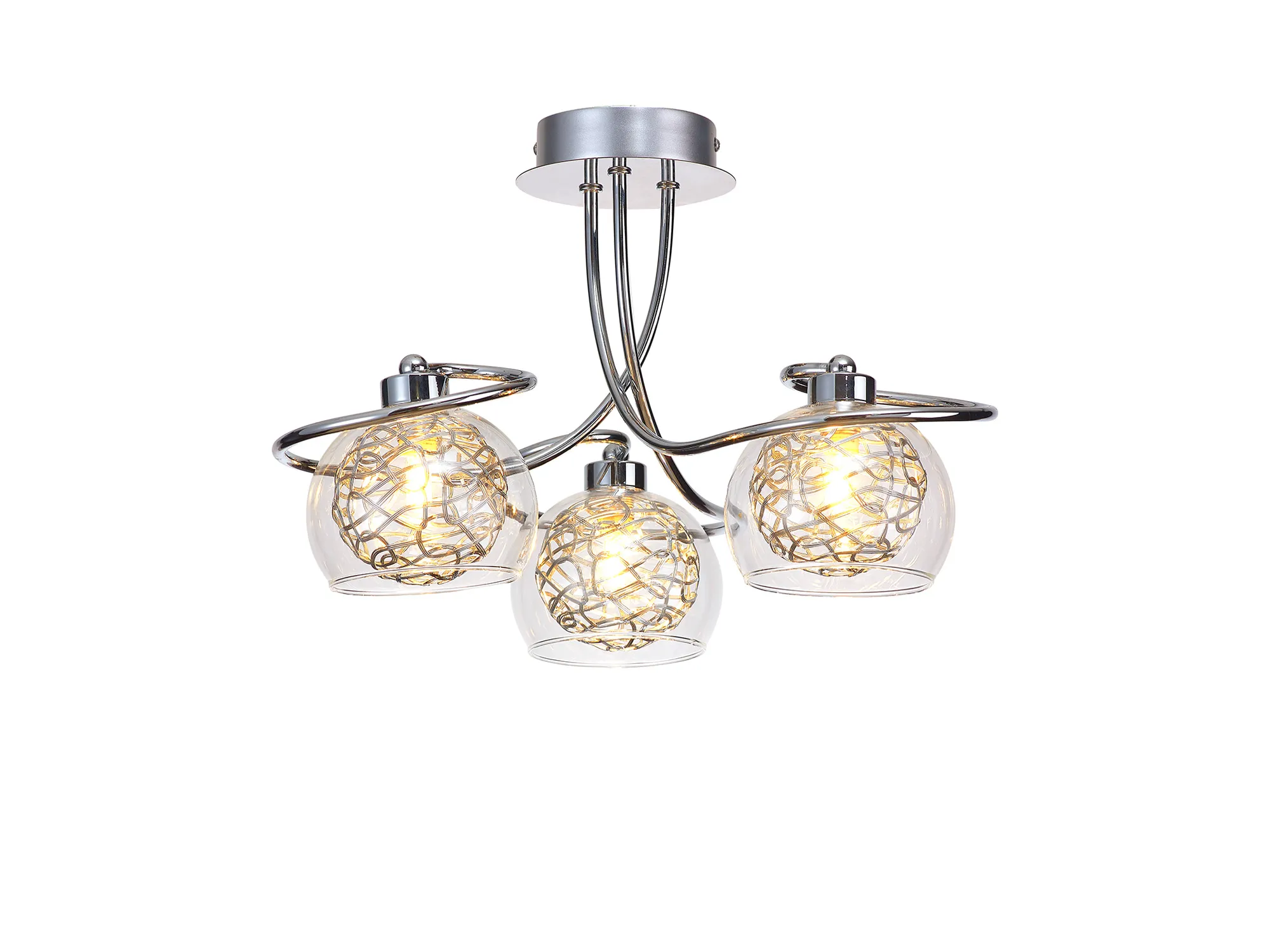 Talia Glass Semi Ceiling 3 Light Polished Chrome